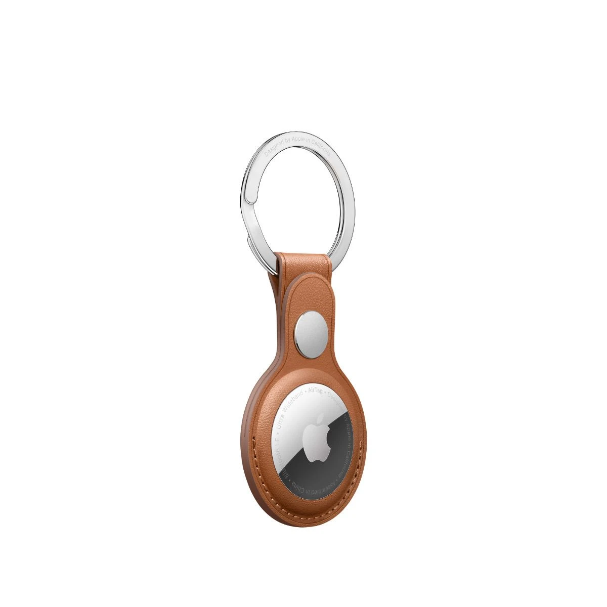 AirTag Leather Key Ring - Saddle Brown